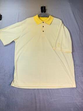 Champions Tour Men's XL Yellow and White Striped Performance Golf Polo Shirt